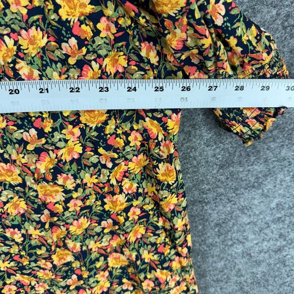 Terra & Sky Blouse Women 2X Plus Black Floral V-Neck 3/4 Sleeve Rayon Casual - Picture 5 of 7